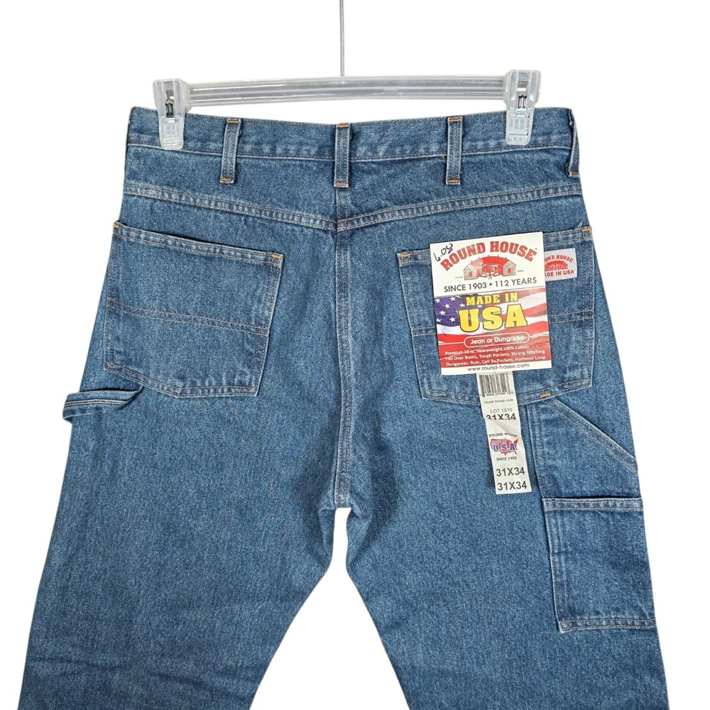 Round House Jeans Mens 31x34 14oz Carpenter USA Blue Denim Work 1010 Utility NEW